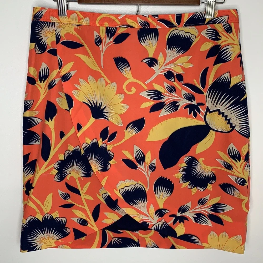 J Crew Tropical Print Short Faux Wrap Skirt size 12